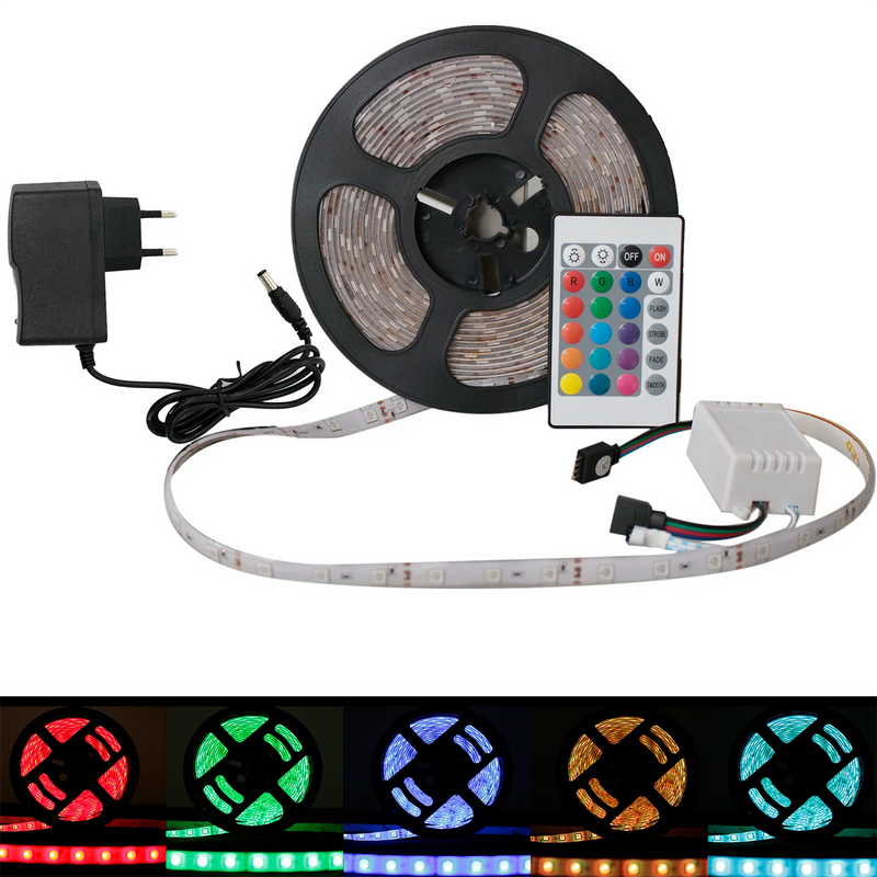 Fita Led 5050 Rgb 5m Ip65 + Controle + Fonte 12v Bivolt