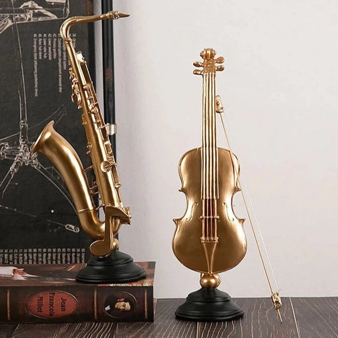 Estátua Musical – Violino e Saxofone, a Harmonia Perfeita para Sua Decoração