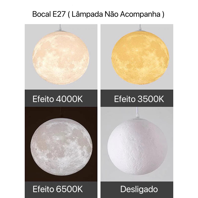 Luminária Pendente Dapper Lua Cheia - Encante-se com a Beleza Lunar em Sua Casa