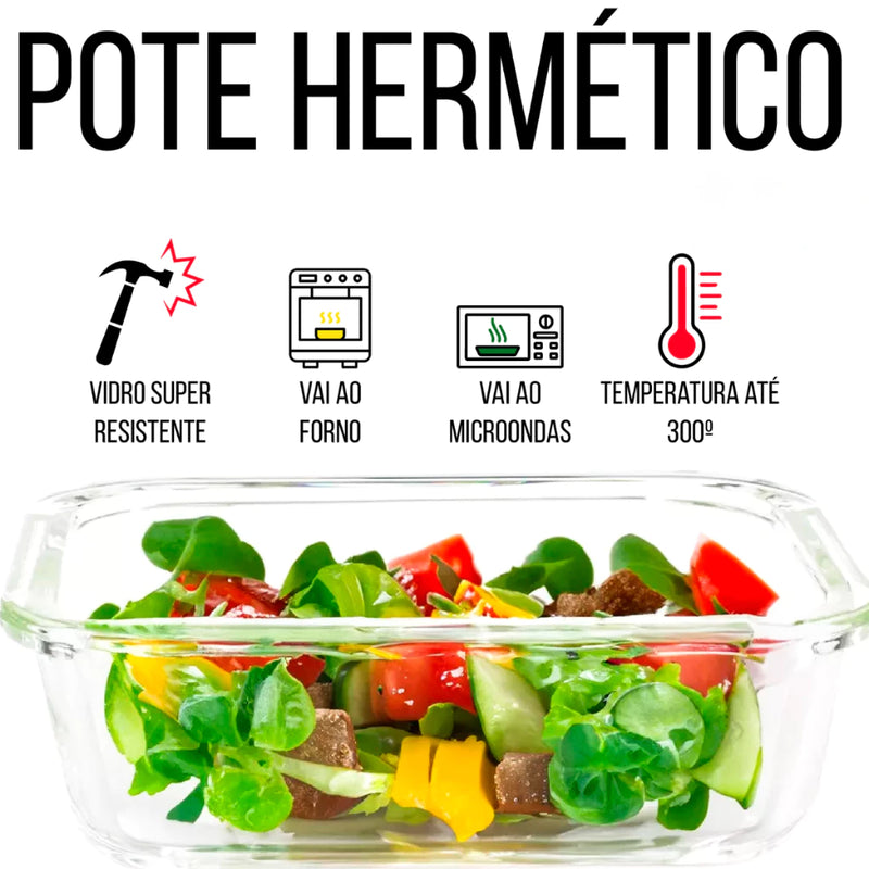 Kit com 10 Marmitas Térmicas de Vidro 370 ml - Anti-Vazamento e Práticas