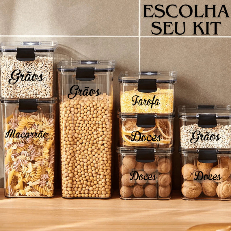 Kit Dapper com 8 Potes para Alimentos - Armazenamento Seguro e Durável