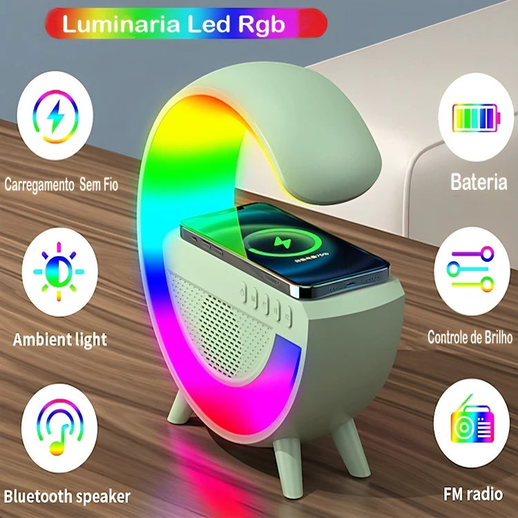 Luminaria Led e Caixa de Som  – Tecnologia Bluetooth com Carregador Integrado