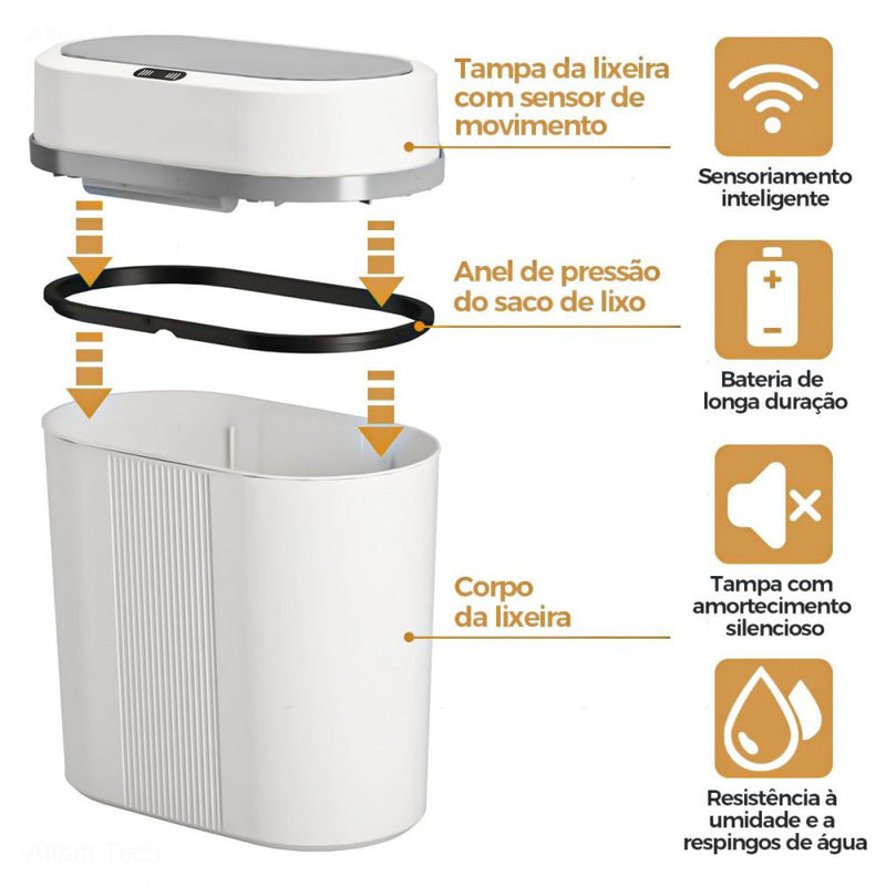 Lixeira Inteligente Dapper 13 Litros com Abertura Automática