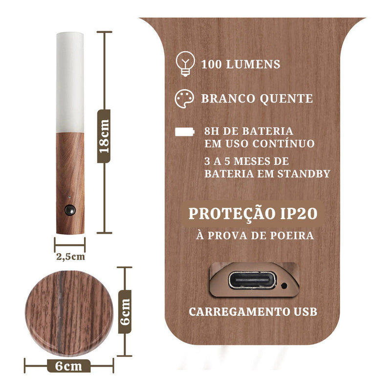 Luminária Recarregável Dapper com LED e Sensor de Movimento - Modernidade e Economia