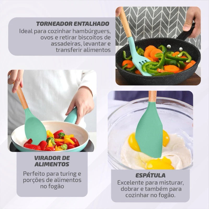 Jogo de Cozinha Dapper com 12 Peças de Silicone - Praticidade e Durabilidade